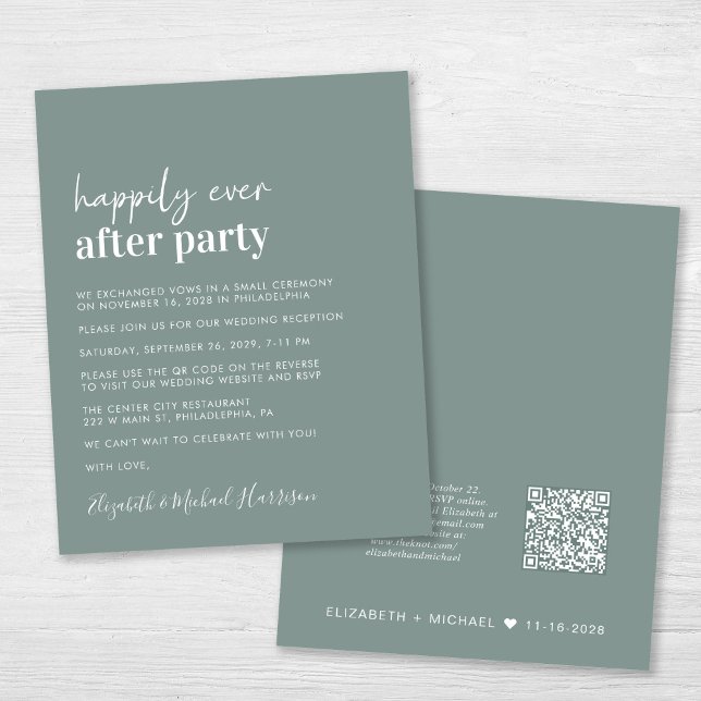 Papier Budget QR Code Sage Green Wedding Invitation de ré (An chic Happily Ever After Party all-in-one invitation for your wedding celebration)