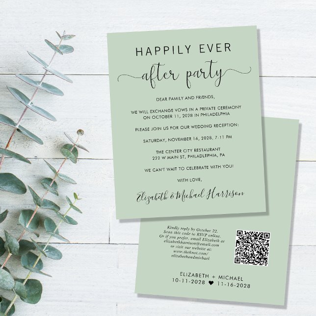 Papier Budget QR Code Sage Mariage Réception Invitation (Créateur téléchargé)