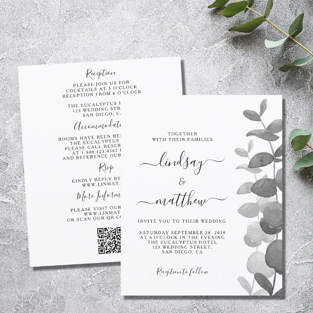 Papier Budget QR Code Tout en un Faire-part de mariage (Créateur téléchargé)