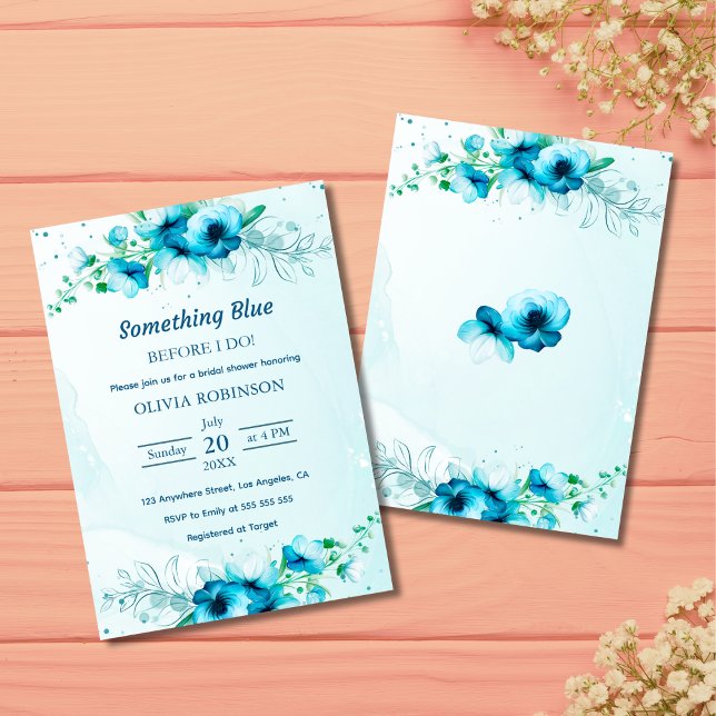 Papier Budget Quelque Chose Blue Bridal Shower Invitation (Budget Something Blue Before I Do Bridal Shower Invitation  )