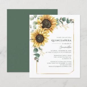 Papier Budget Quinceanera 15e anniversaire Invitation flo