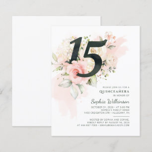 Papier Budget Quinceanera 15e anniversaire Invitation flo