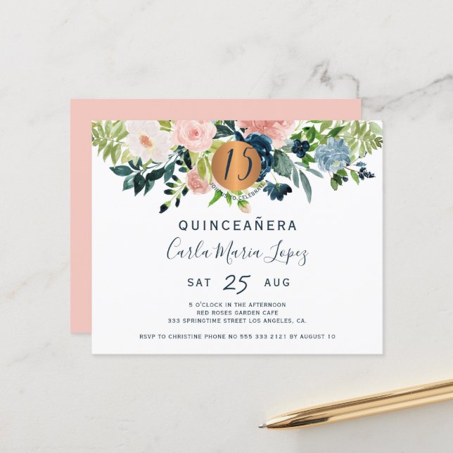 Papier Budget Quinceañera anniversaire de fête d'annivers (Devant/Arrière en situation)