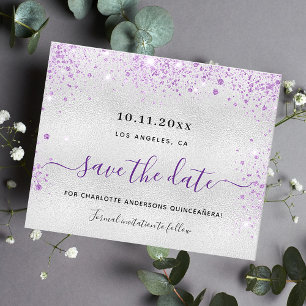 Papier Budget Quinceanera argent violet enregistrer la da