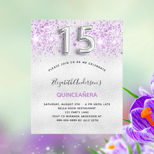 Papier BUDGET Quinceanera argent violet parties scintilla