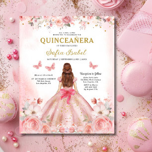 Papier Budget Quinceañera Blush Rose Rose Floral