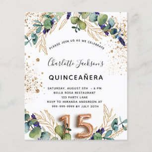 Papier Budget quinceanera eucalyptus parties scintillant