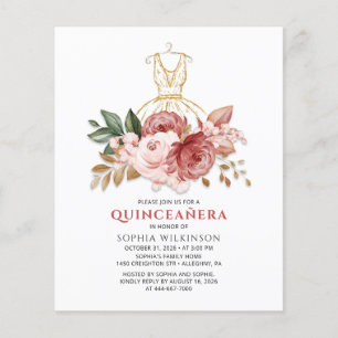 Papier Budget Quinceanera Faux Robe Or Floral