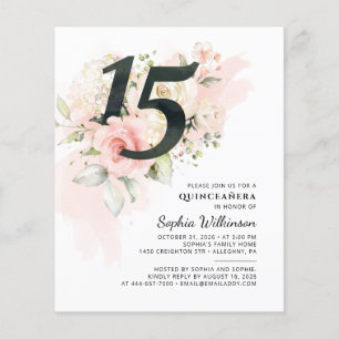 Papier Budget Quinceañera Fleurs de 15e Anniversaire Bota