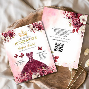 Papier Budget Quinceanera Floral Bourgogne Princesse