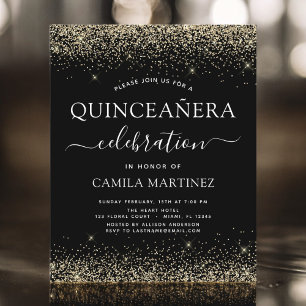 Papier Budget Quinceanera Gold Black Parties scintillant 