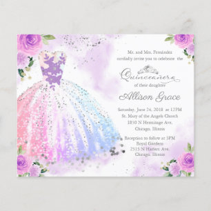 Papier Budget Quinceanera Invitation Bilingue Colorée