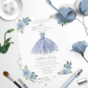 Papier Budget Quinceanera Invitation Light Blue Gown