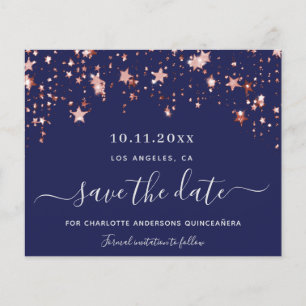 Papier Budget Quinceanera marine bleu rose Enregistrer la
