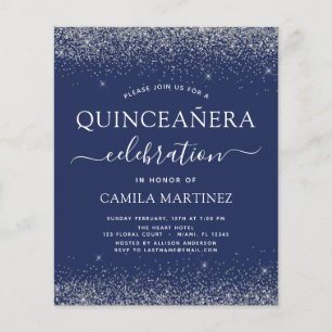 Papier Budget Quinceanera Marine Blue Silver Parties scin
