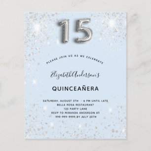 Papier Budget Quinceanera paillette argentée bleu bébé