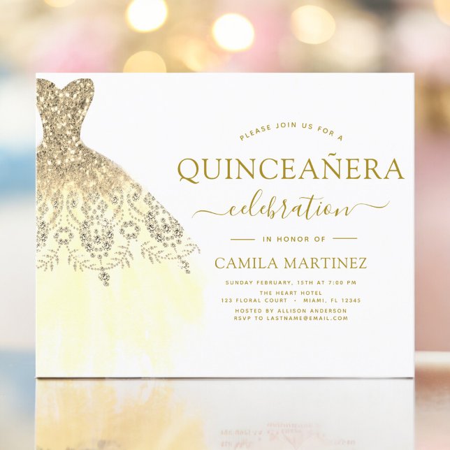 Papier Budget Quinceanera Parties scintillant blanche et  (Créateur téléchargé)