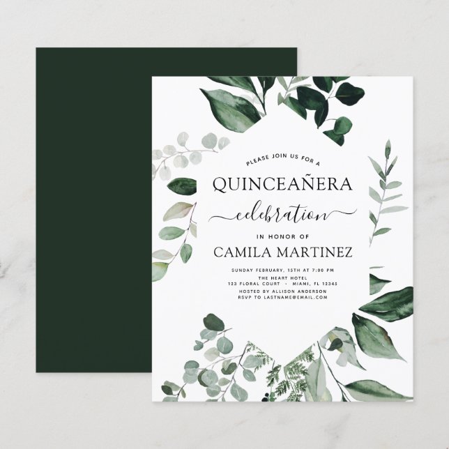 Papier Budget Quinceanera Printemps Botanique Verdure (Devant / Derrière)