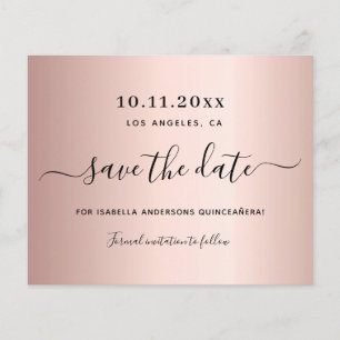 Papier Budget Quinceanera rose or enregistrer la date