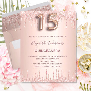 Papier BUDGET Quinceanera rose or parties scintillant gou