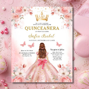 Papier Budget Quinceañera Rose Pâle Floral Papillon