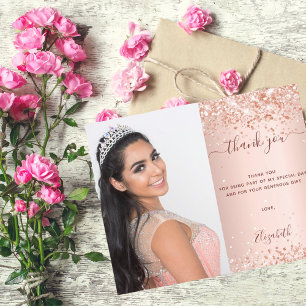 Papier Budget Quinceanera rose photo blush merci