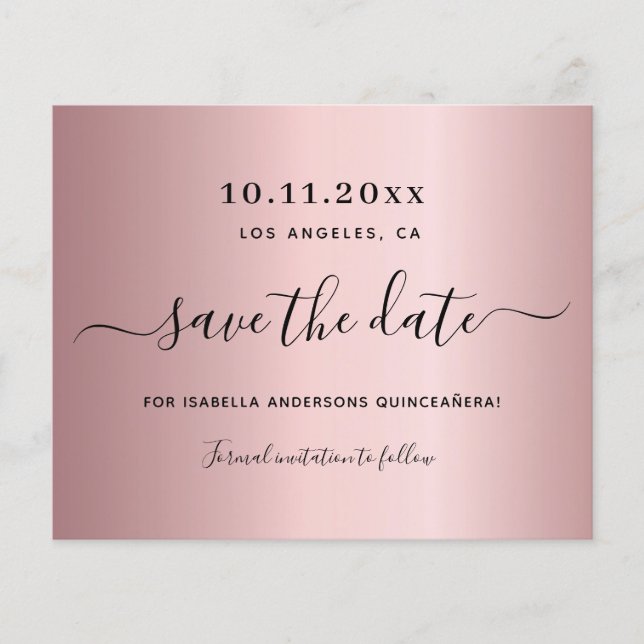 Papier Budget Quinceanera roux rose poussiéreux enregistr (Devant)