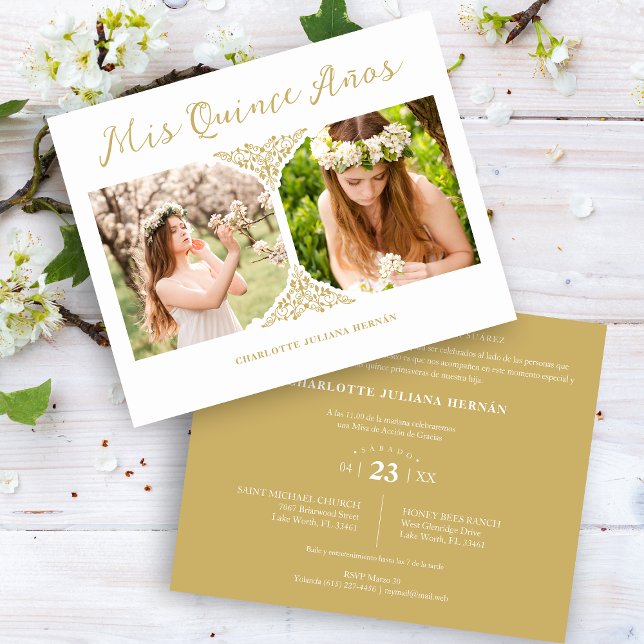 Papier BUDGET Quinceañera Spanish Fancy Flourish 2 Photos (Créateur téléchargé)