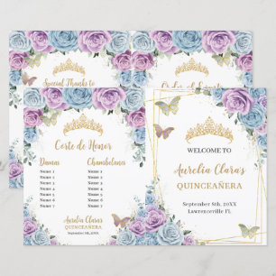 Papier Budget Quinceañera XV Blue Lilac Padrinos Programm