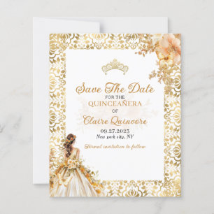 Papier BUDGET Radiant Or Quinceanera Enregistrer La Date