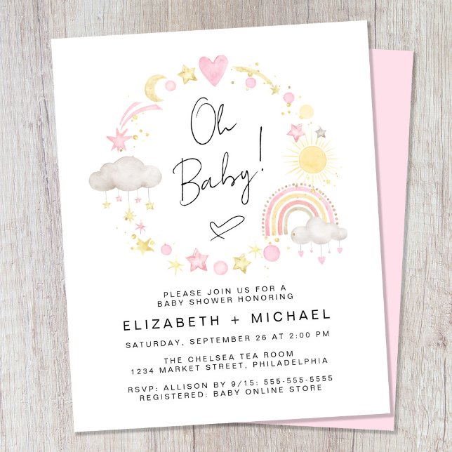 Papier Budget Rainbow Baby Girl Couples Show Invitation (Créateur téléchargé)