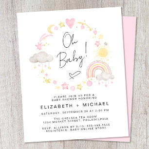 Papier Budget Rainbow Baby Girl Couples Show Invitation
