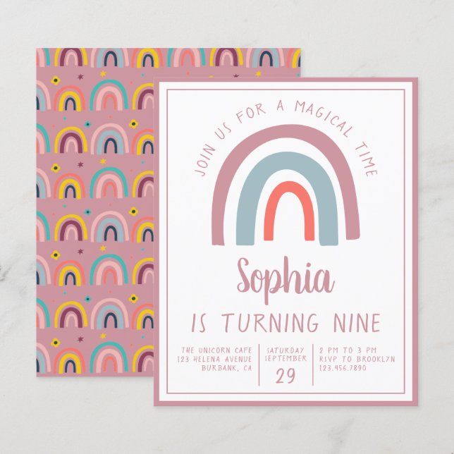Papier Budget Rainbow Magique Anniversaire Invitation (Devant / Derrière)