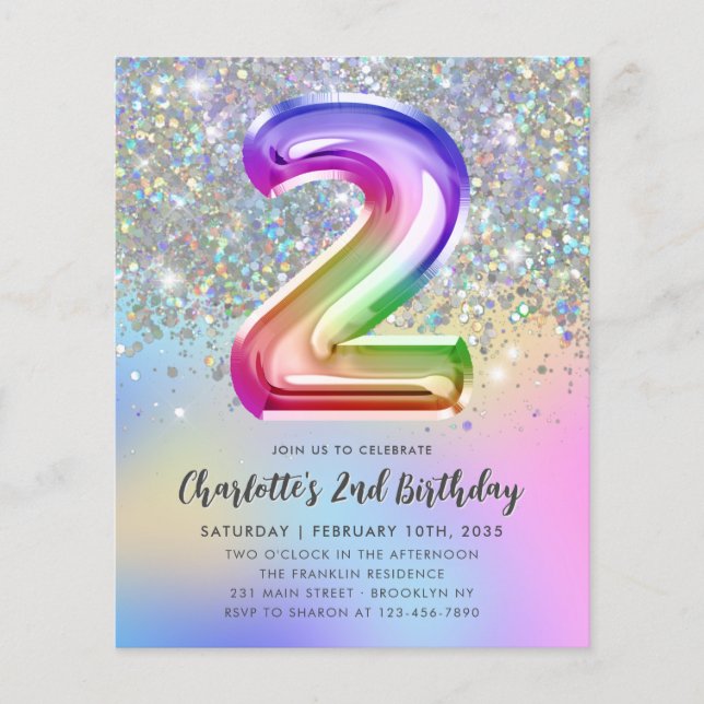 Papier Budget Rainbow Parties scintillant Foil Girl 2e an (Devant)