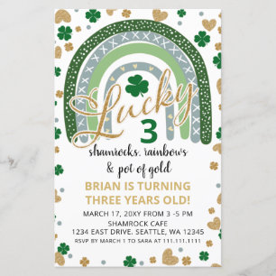 Papier Budget Rainbow St Patrick Boy Invitation d'anniver