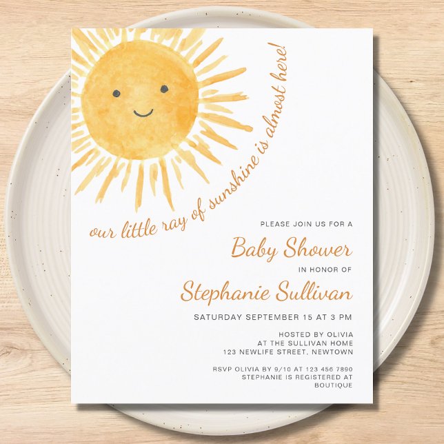 Papier Budget Ray Of Sunshine Baby shower Invitation (Créateur téléchargé)