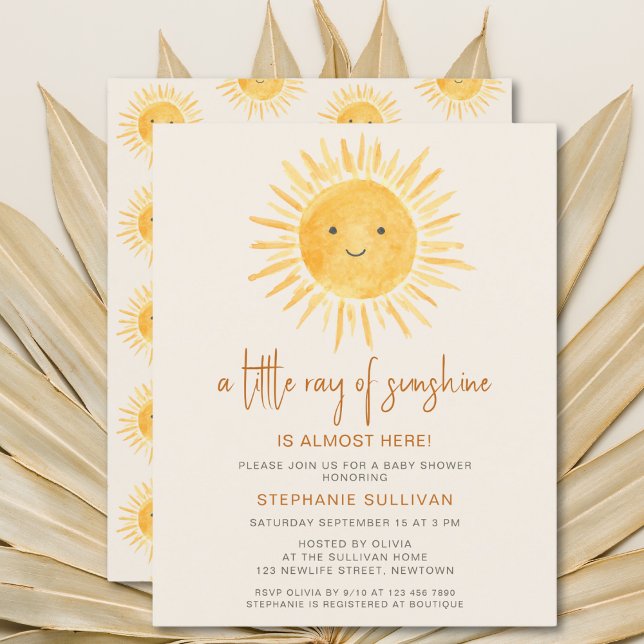 Papier Budget Ray of Sunshine Baby shower Invitation (Créateur téléchargé)