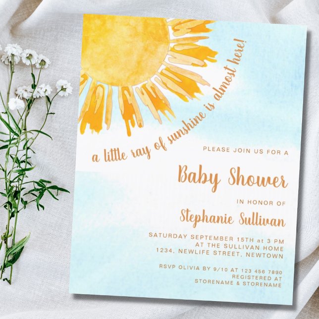 Papier Budget Ray of Sunshine Boho Baby shower Invitation (Créateur téléchargé)