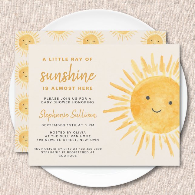 Papier Budget Ray Of Sunshine Boho Baby shower Invitation (Créateur téléchargé)