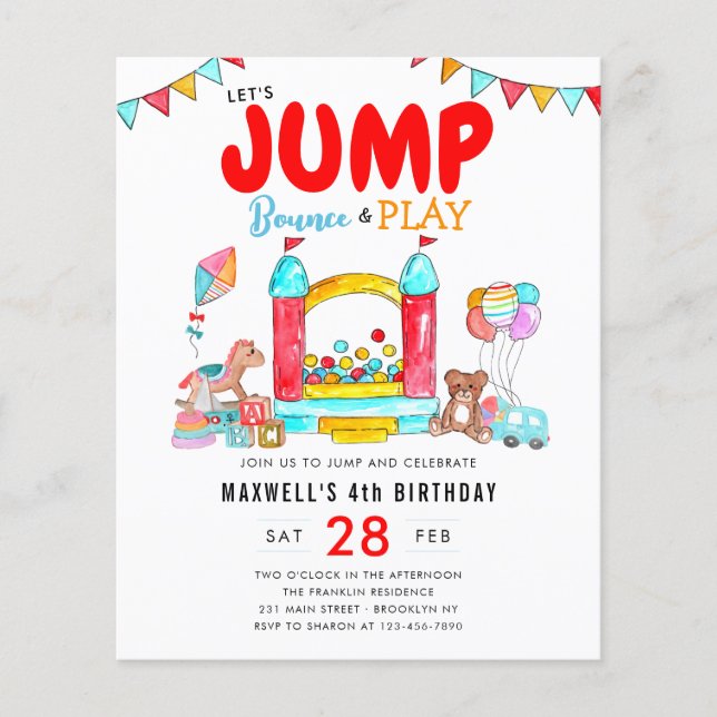 Papier Budget Rebondissons Trampoline Park Anniversaire (Devant)