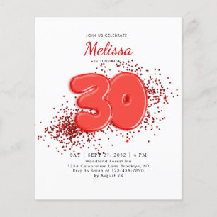 Papier BUDGET Red 30th Balloons Confetti Adulte Anniversa