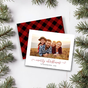 Papier BUDGET Red Buffalo Plaid Script Photo de Noël