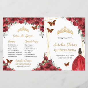 Papier Budget Red Floral Quinceanera Ordre Événements Pro