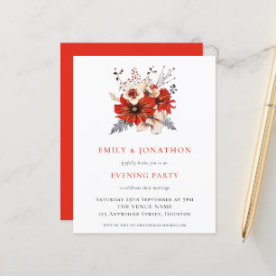 Papier BUDGET Red Florals Mariage Soirée Invitation