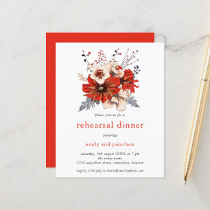 Papier Budget Red Florals Répétition Dîner Invitation