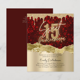 Papier BUDGET Red Gold Foil Parties scintillant Quinceane