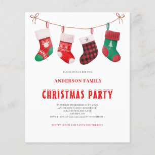 Papier Budget Red Green Stocking Noël Invitation