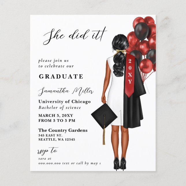 Papier Budget Red Photo Elle L'A Fait Graduation (Devant)