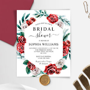 Papier Budget Red Rose & Green Bridal Shower Invitation