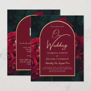 Papier BUDGET Red Roses ForêtVert Mariage d'hiver INVITAT